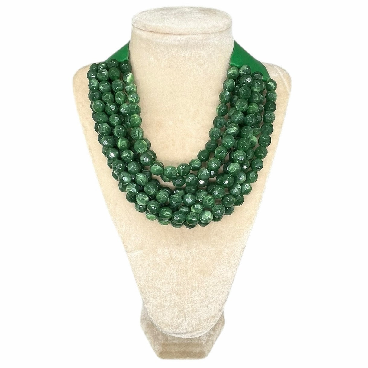 Marble Faceted Acrylic Ball Bead Multi Strand Layered Faux Leather Magnetic necklace 7strand