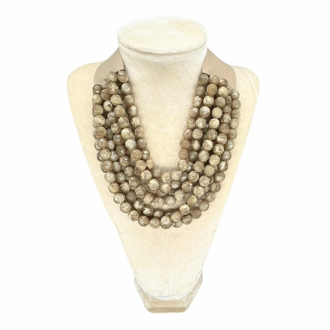 Marble Faceted Acrylic Ball Bead Multi Strand Layered Faux Leather Magnetic necklace 7strand