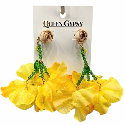 Fabric Flower drop earrings