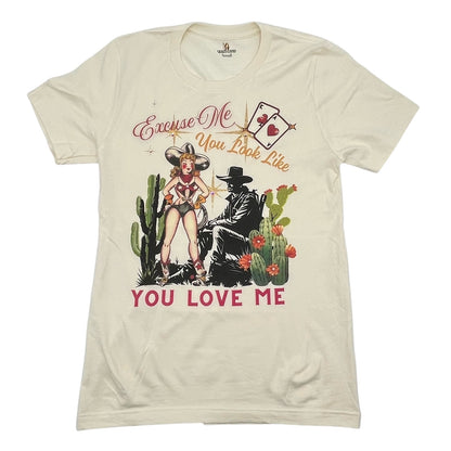Excuse Me T-Shirt on Natural with Crystals