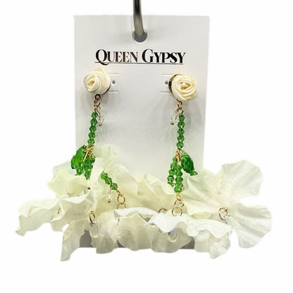 Fabric Flower drop earrings