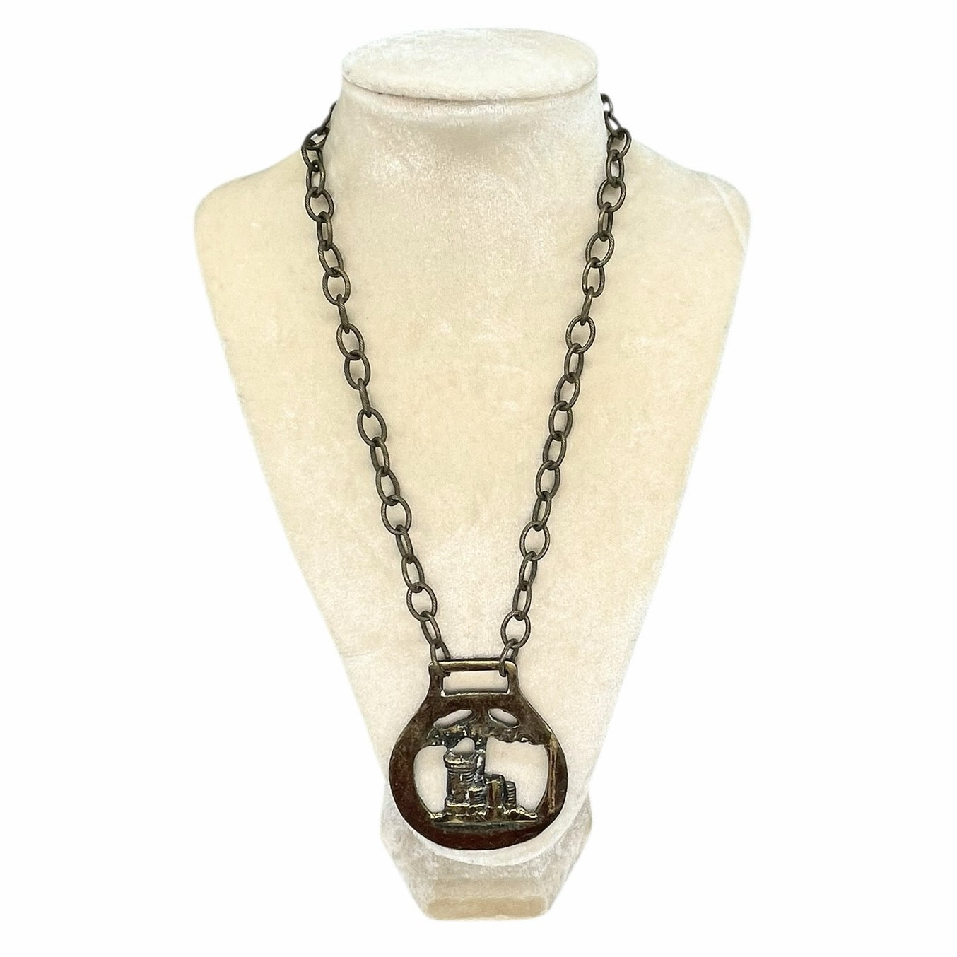 OOAK- Vintage English Horse Brass Bridle Medallion necklace