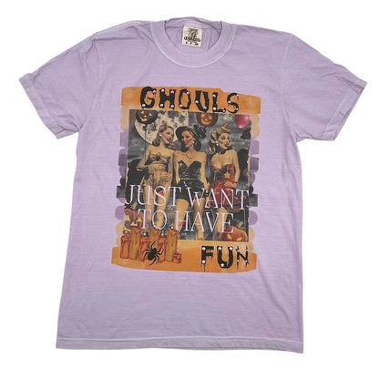 Ghouls want to have fun T-Shirt on Lavender with Crystals