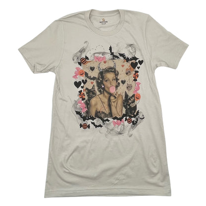 Bubble Gum Witch T-Shirt on Dust with Crystals
