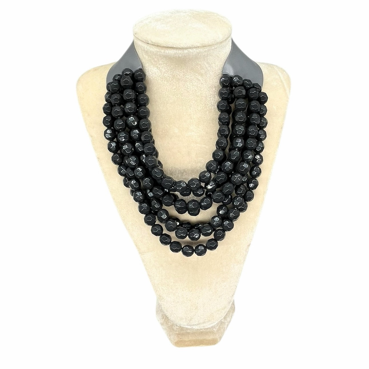 Marble Faceted Acrylic Ball Bead Multi Strand Layered Faux Leather Magnetic necklace 7strand