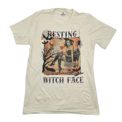 Resting Witch Face T-Shirt on Natural with Crystals