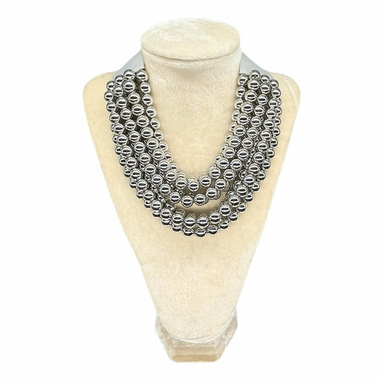 Metallic Ball Beaded Multi Strand Layered Faux Leather Magnetic Necklace 5 strand necklace