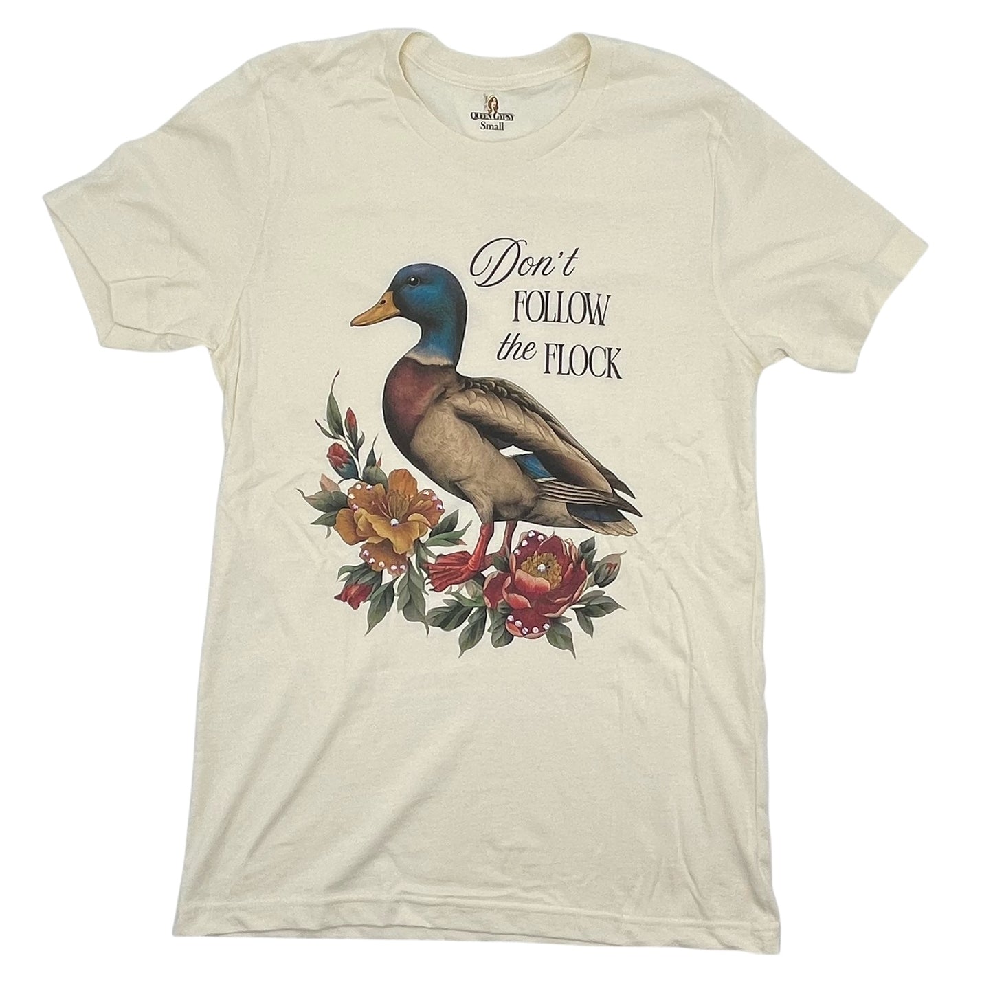 Don't Follow the Flock T-Shirt on Natural with Crystals