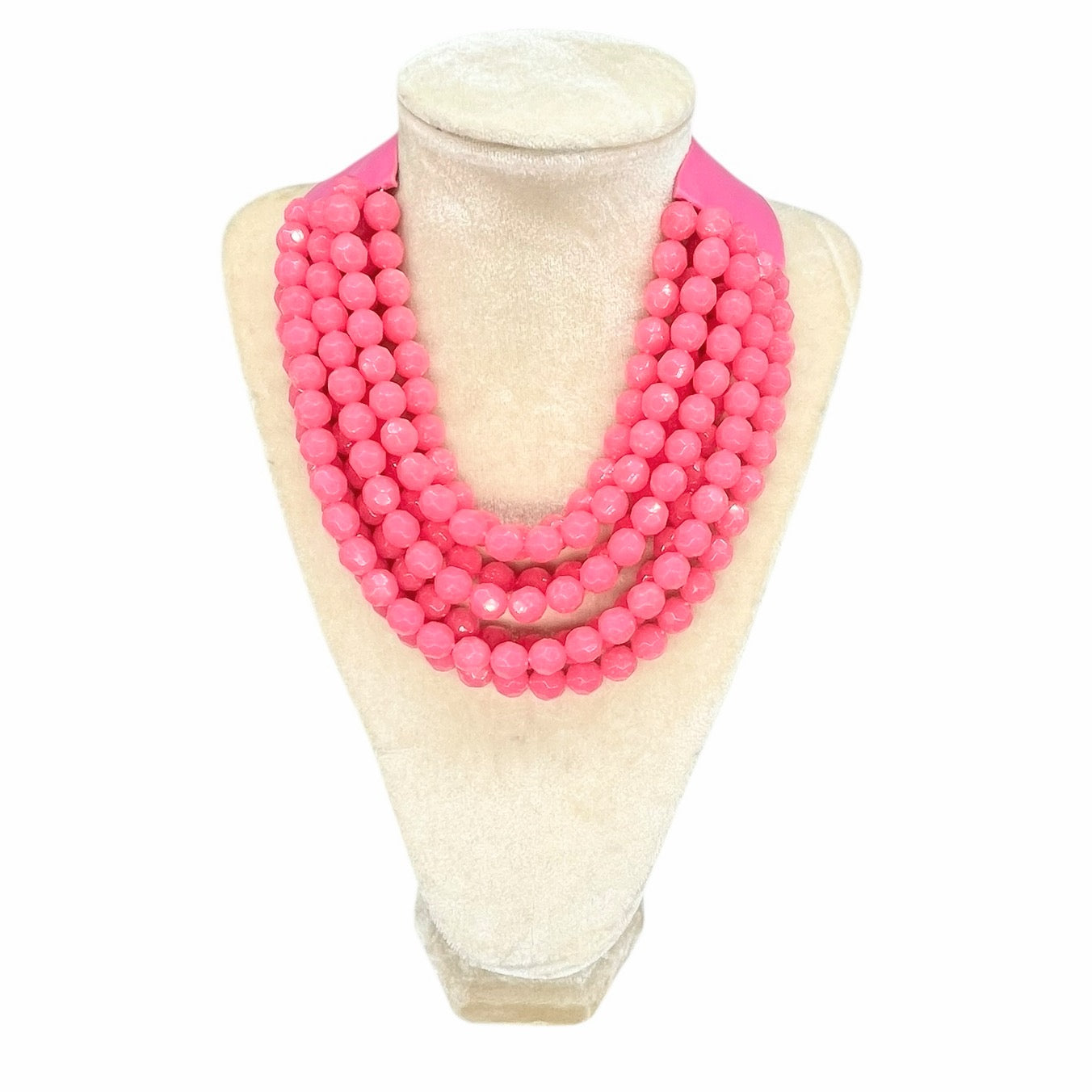 Marble Faceted Acrylic Ball Bead Multi Strand Layered Faux Leather Magnetic necklace 7strand