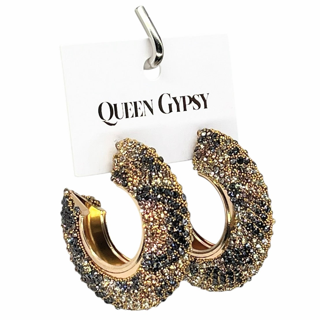 Fat Pave' cheetah hoops