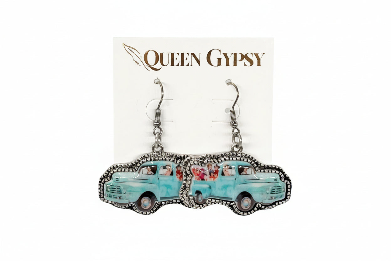 Blue truck earring