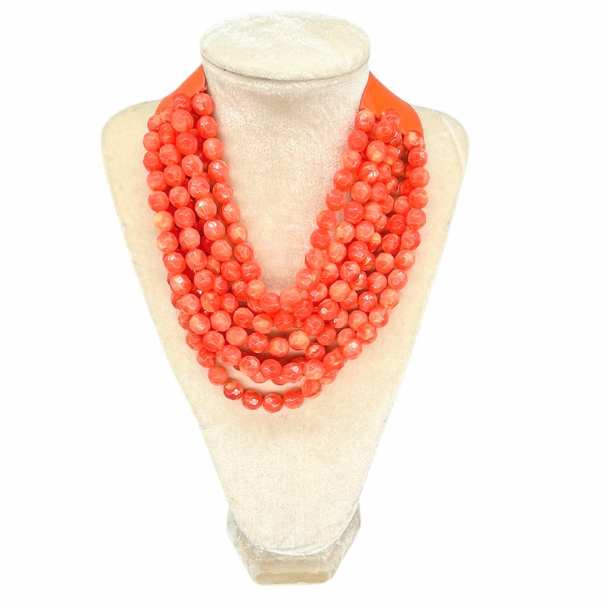 Marble Faceted Acrylic Ball Bead Multi Strand Layered Faux Leather Magnetic necklace 7strand