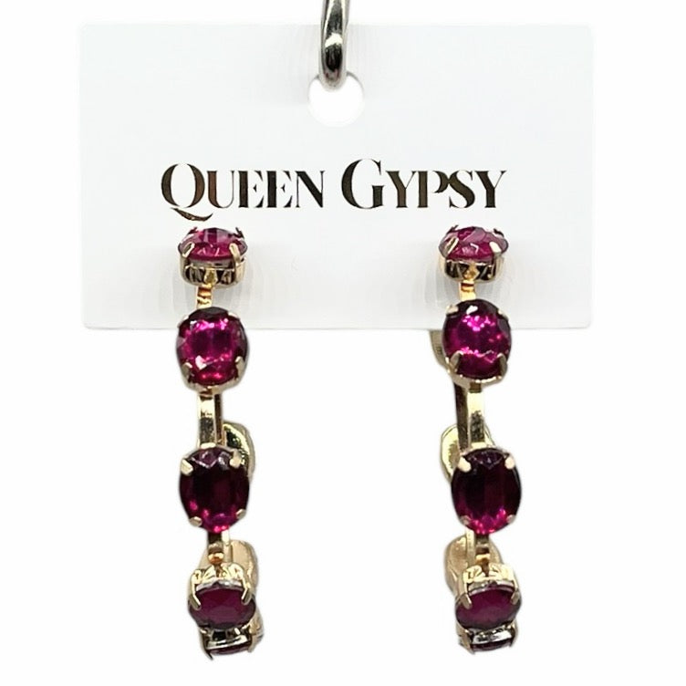 Medium Oval crystal hoops
