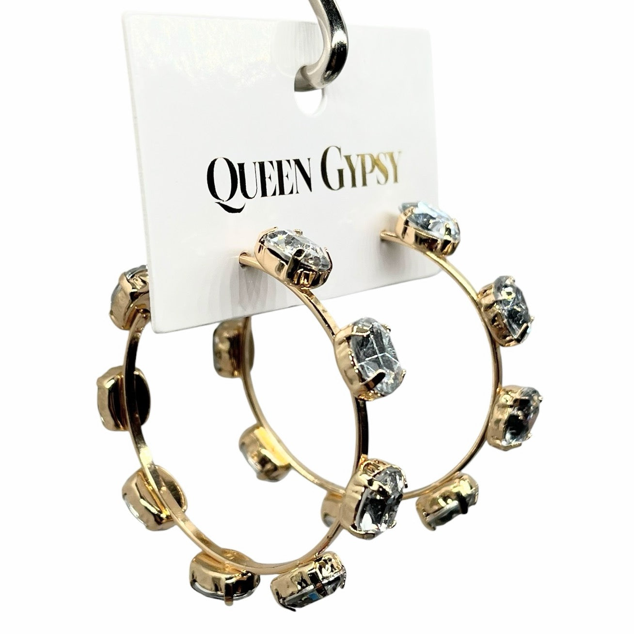Medium Oval crystal hoops