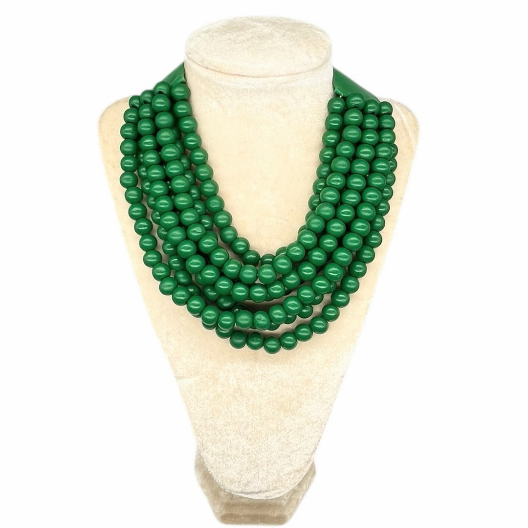 Marble Faceted Acrylic Ball Bead Multi Strand Layered Faux Leather Magnetic necklace 7strand