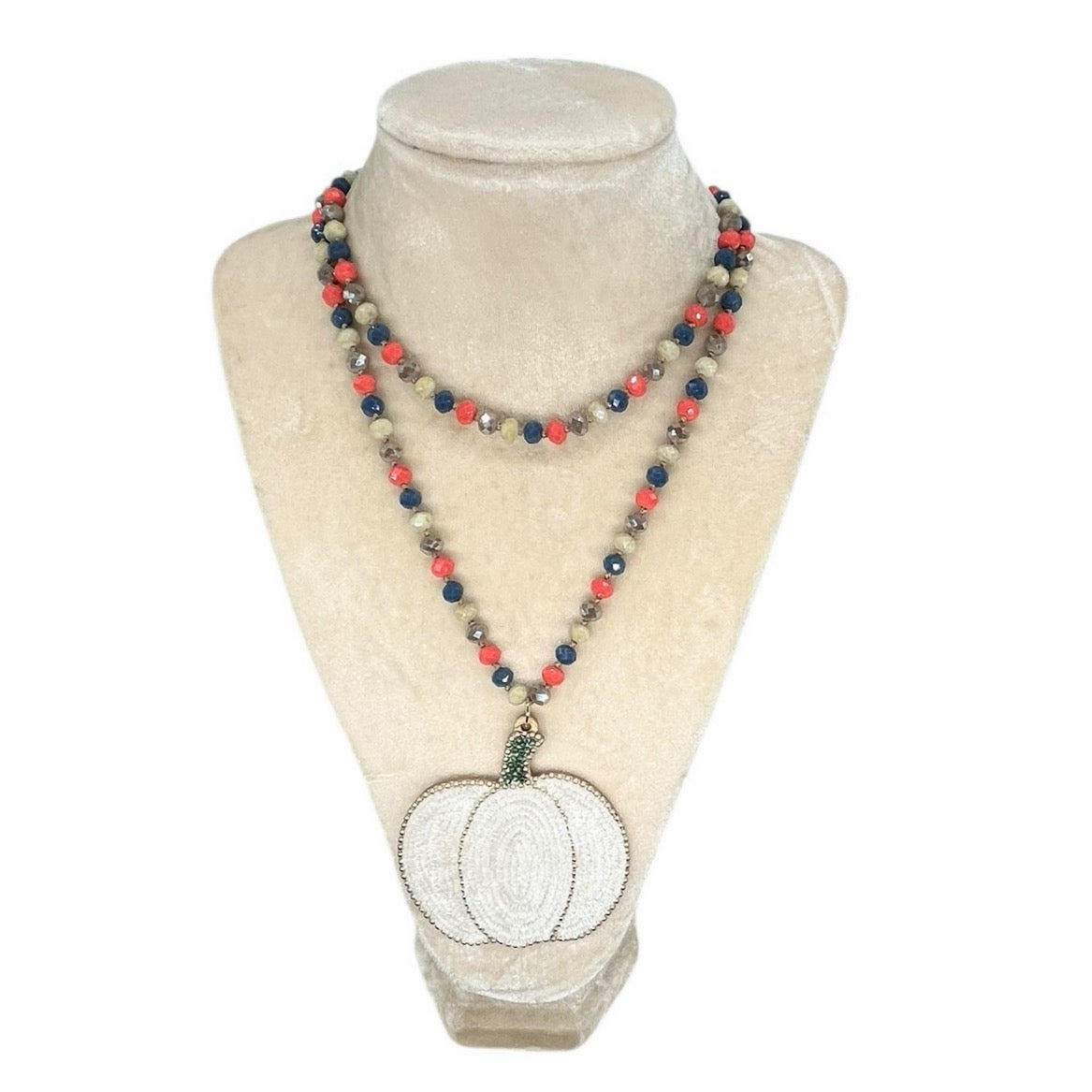 Harvest Glow pumpkin beaded necklace