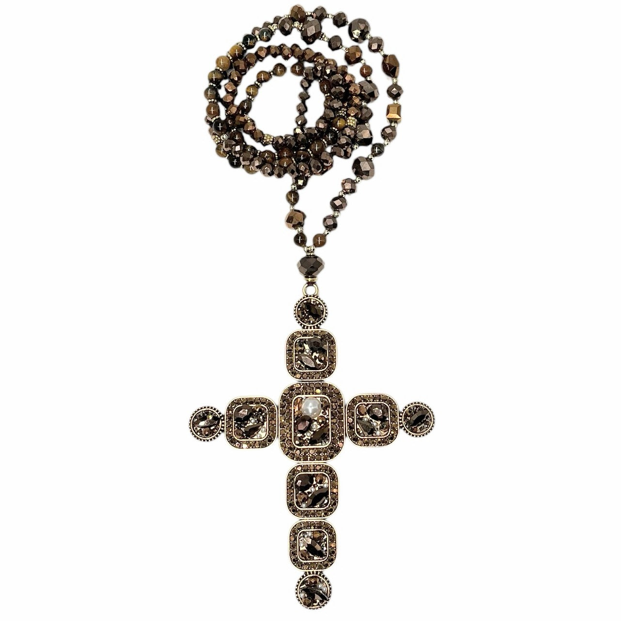 Jeweled Cross Beaded Necklace
