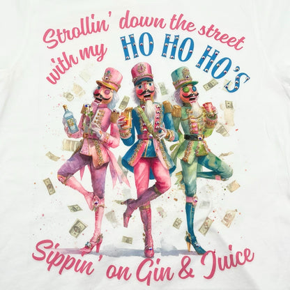 Gin & Juice T-Shirt on White with Crystals
