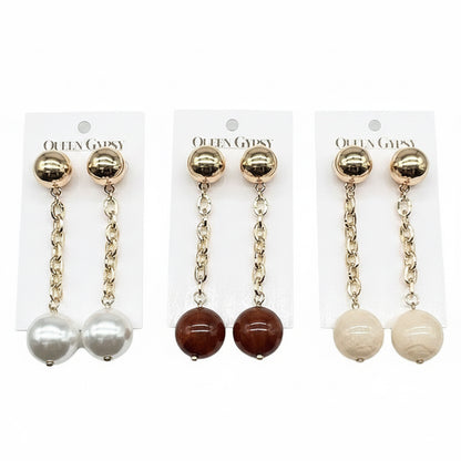 Lrg Ball Lucite and Pearl drop earrings