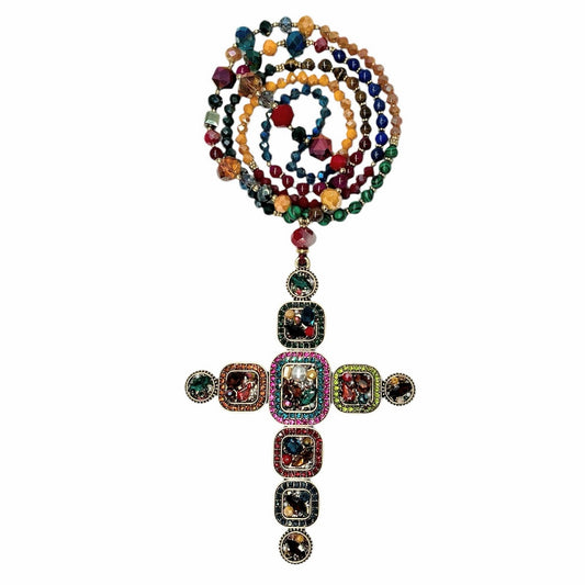 Jeweled Cross Beaded Necklace