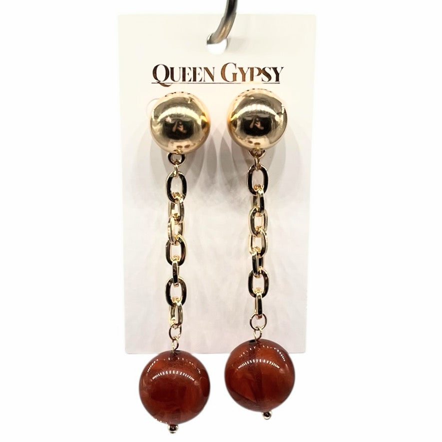 Lrg Ball Lucite and Pearl drop earrings
