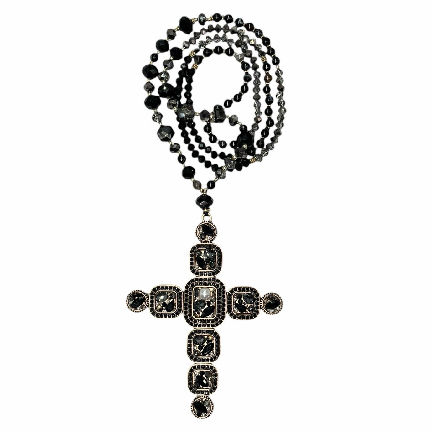 Jeweled Cross Beaded Necklace
