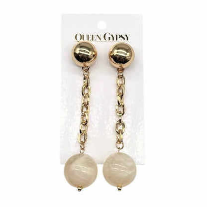 Lrg Ball Lucite and Pearl drop earrings
