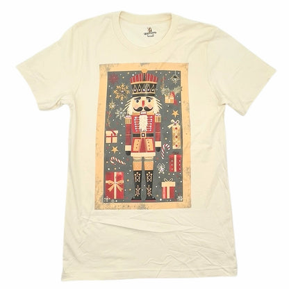 Navy Nutcracker T-Shirt on Natural with Crystals