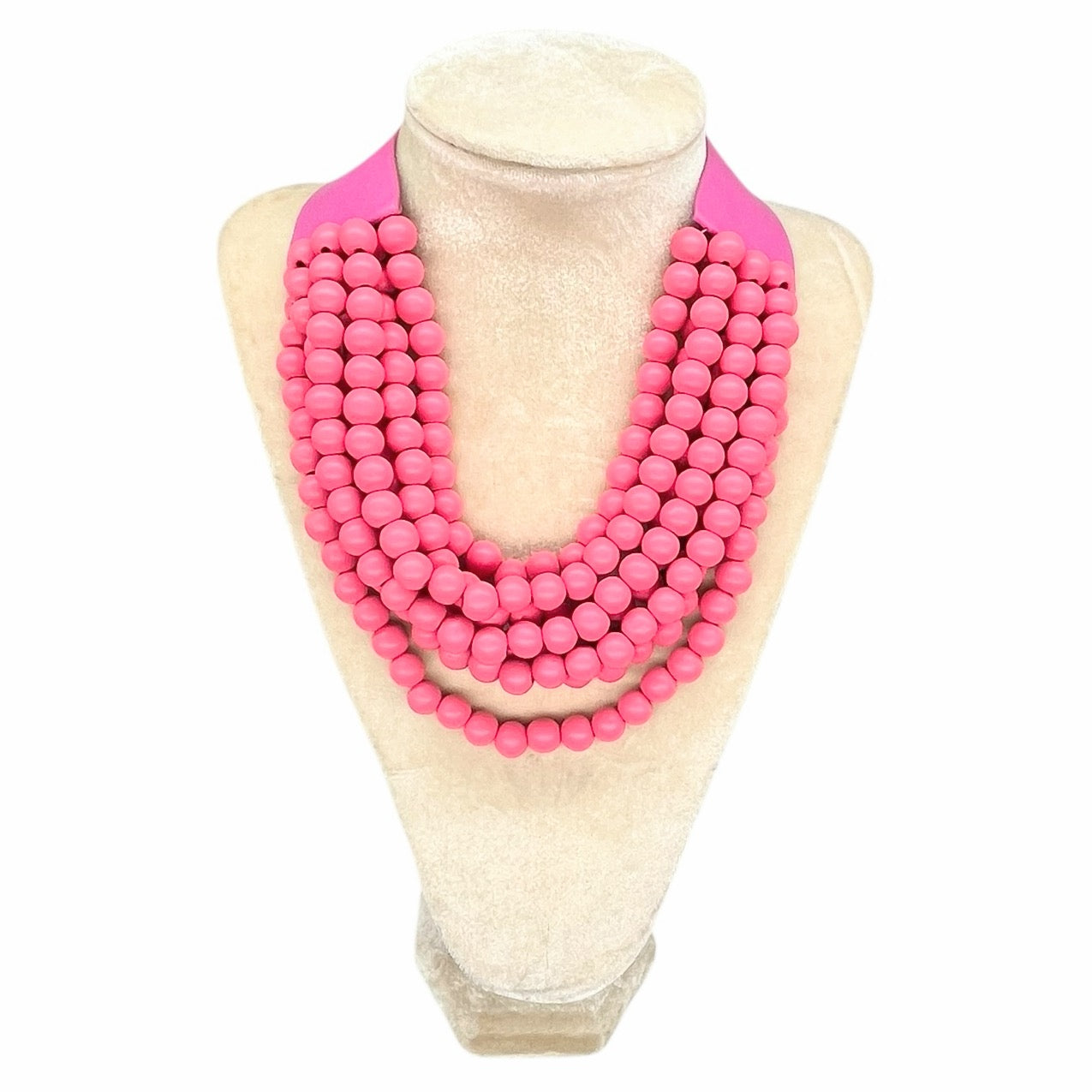 Marble Faceted Acrylic Ball Bead Multi Strand Layered Faux Leather Magnetic necklace 7strand