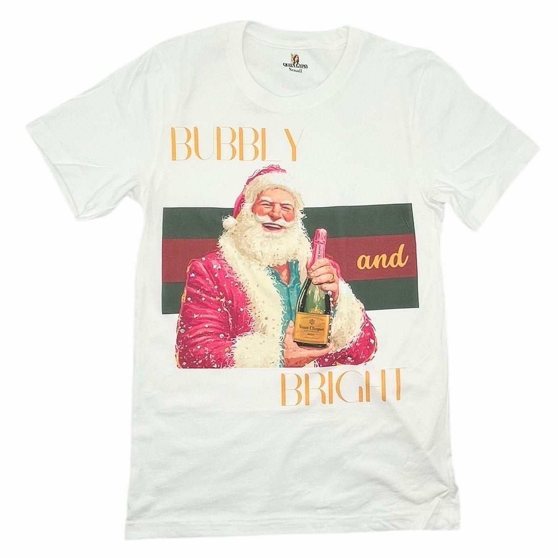 Bubbly and Bright T-Shirt on White with Crystals