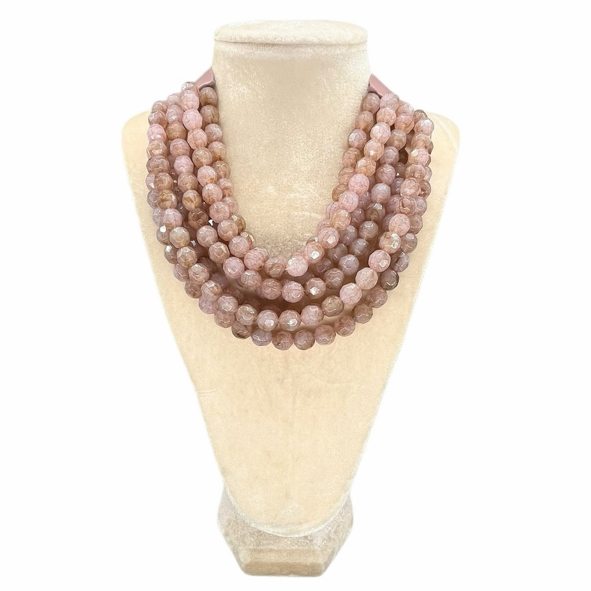 Marble Faceted Acrylic Ball Bead Multi Strand Layered Faux Leather Magnetic necklace 7strand