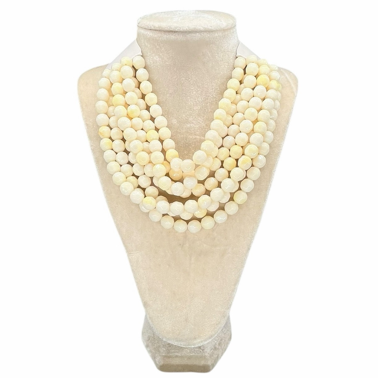 Marble Faceted Acrylic Ball Bead Multi Strand Layered Faux Leather Magnetic necklace 7strand