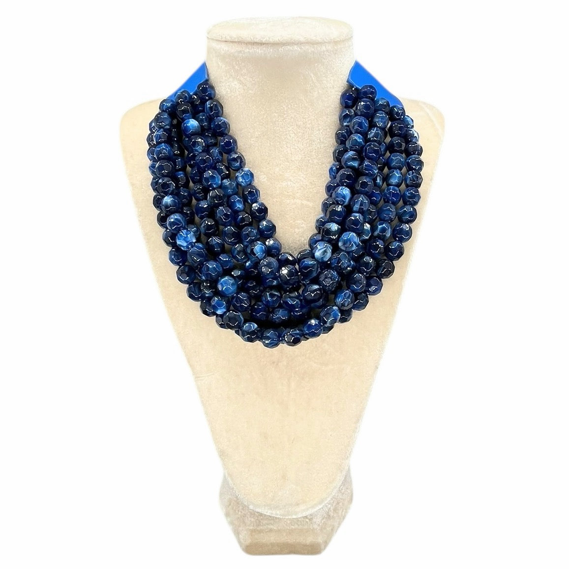 Marble Faceted Acrylic Ball Bead Multi Strand Layered Faux Leather Magnetic necklace 7strand