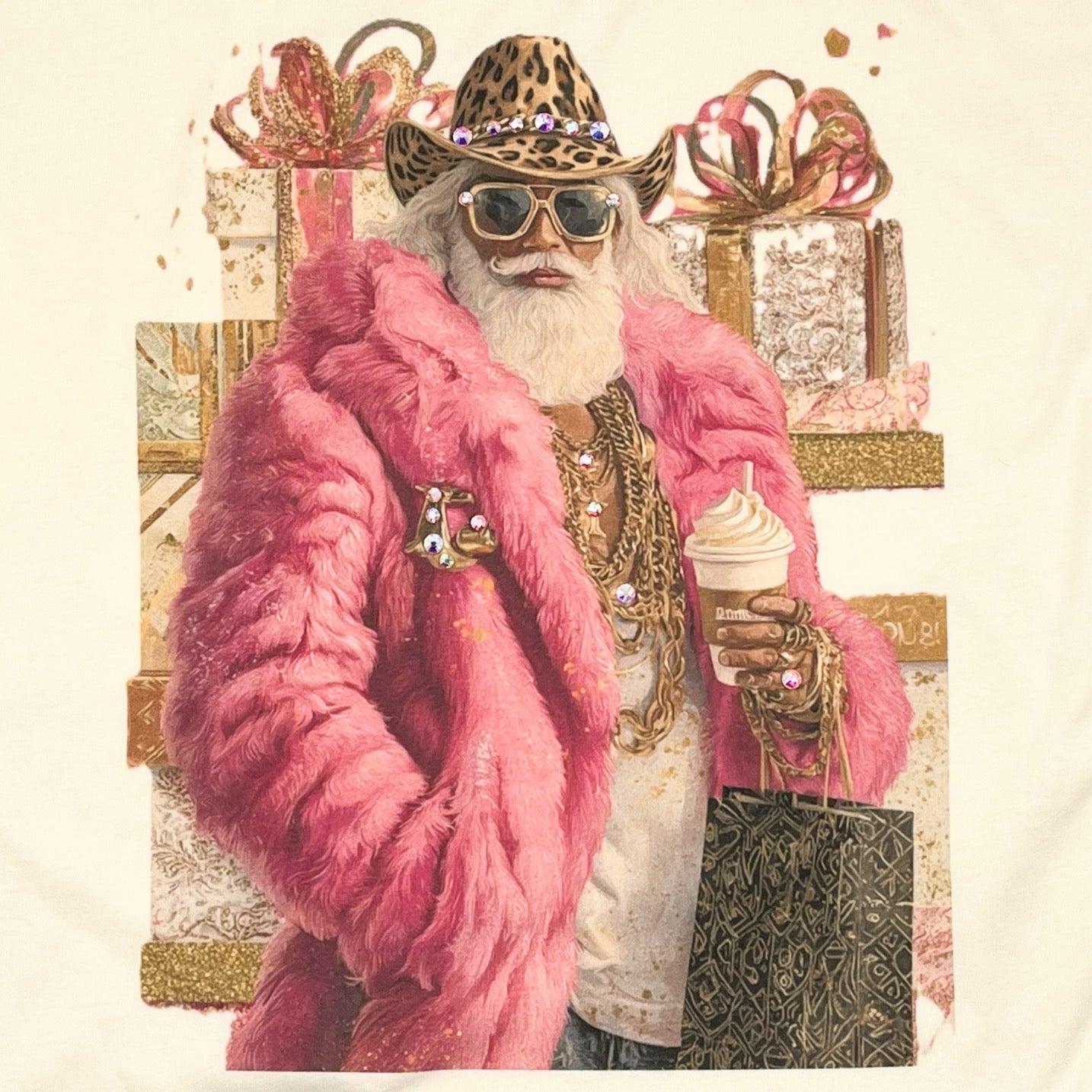 Santa Drip T-shirt on Natural