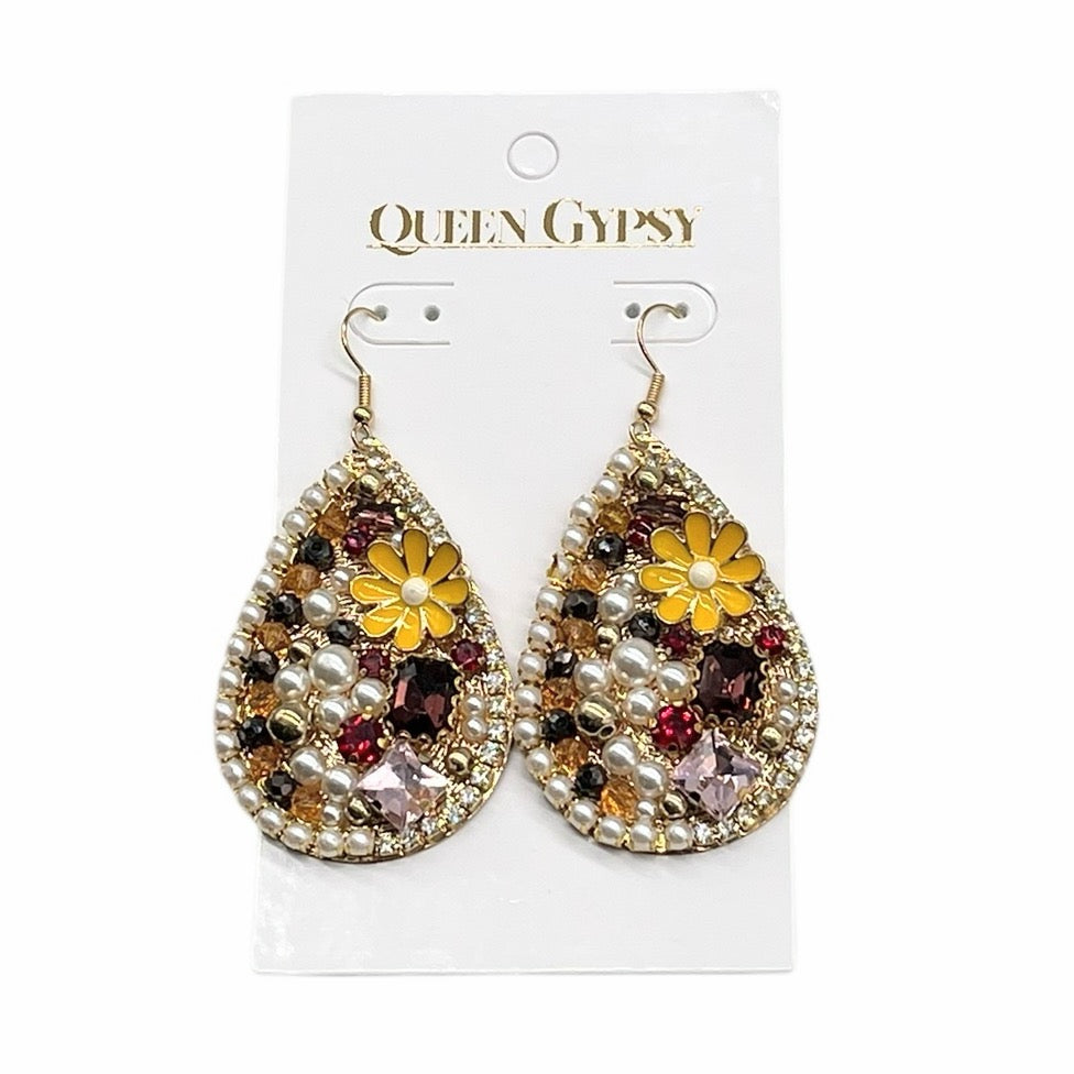 Mixed Gem Teardrop Dangle earring