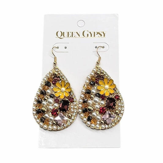 Mixed Gem Teardrop Dangle earring