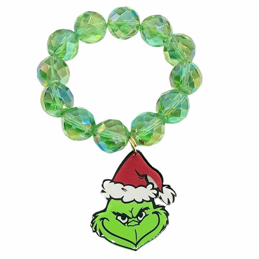 QG-Crystal Disco Ball Grinch Stretch Bracelet 