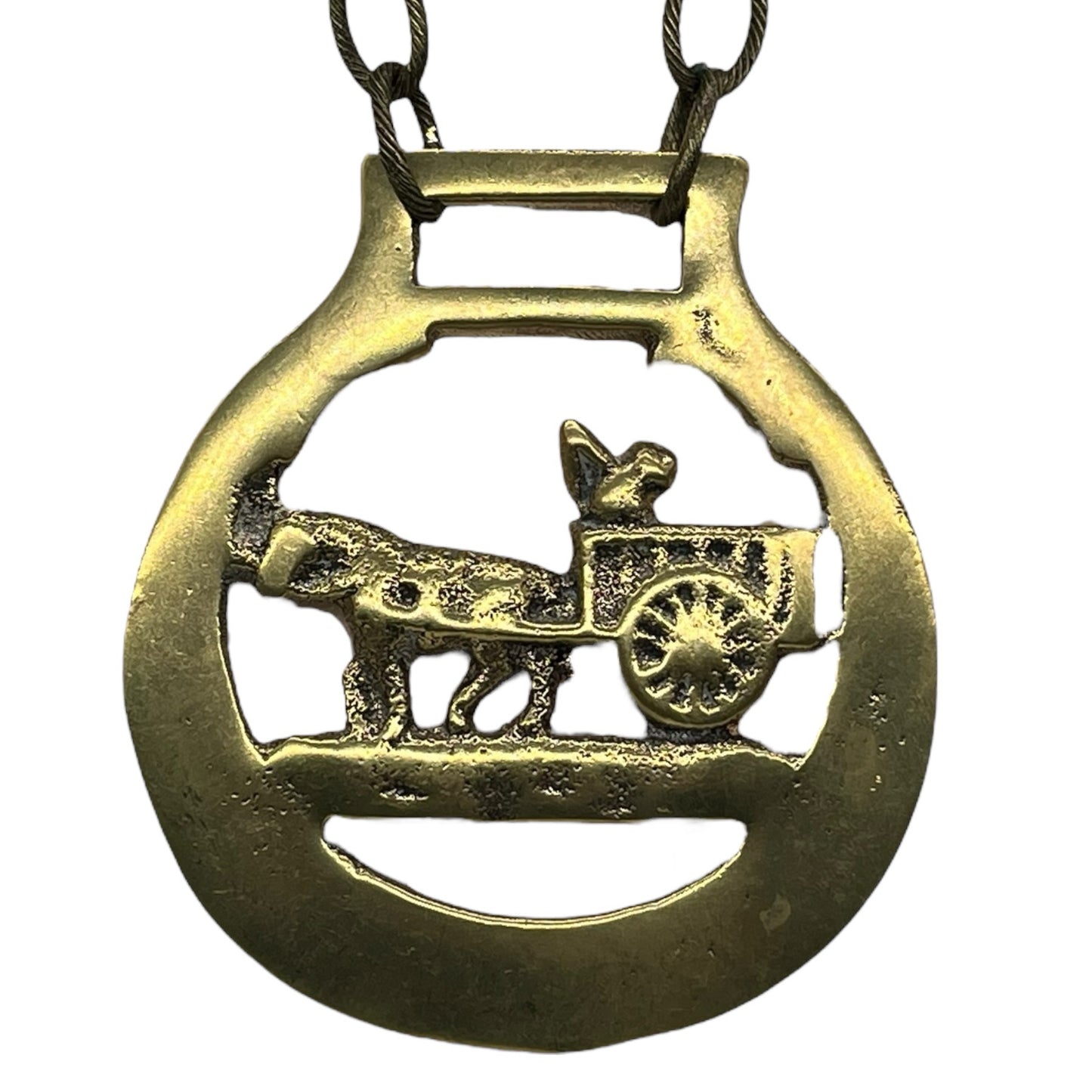 OOAK- Vintage English Horse Brass Bridle Medallion necklace