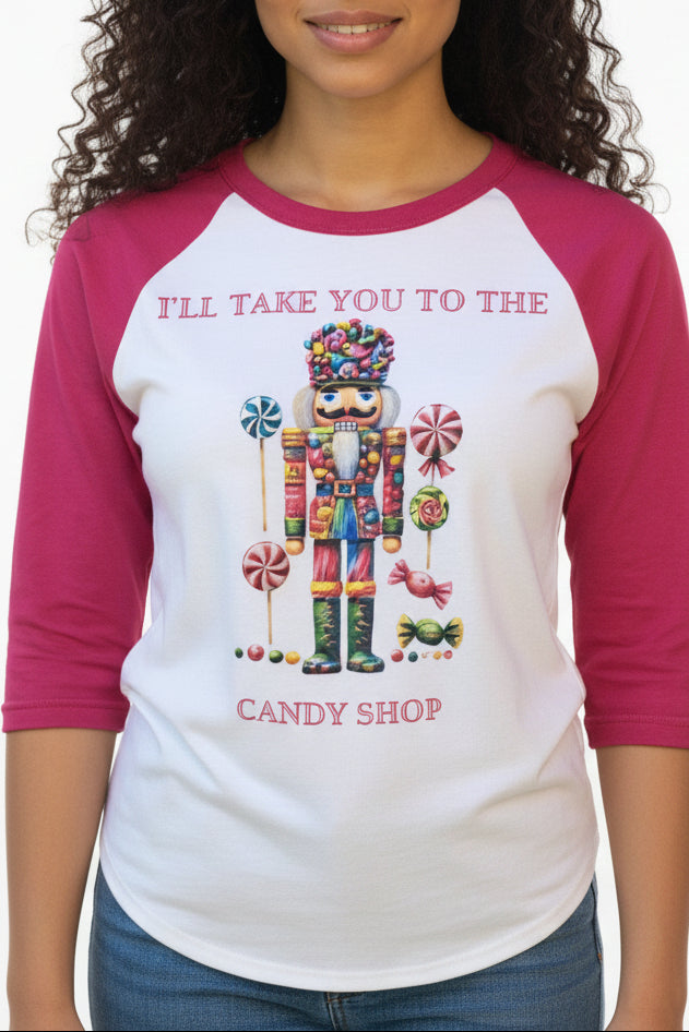 Candy Shop Raglan T-shirt with Crystals