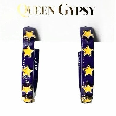 Purple hoops with yellow stars