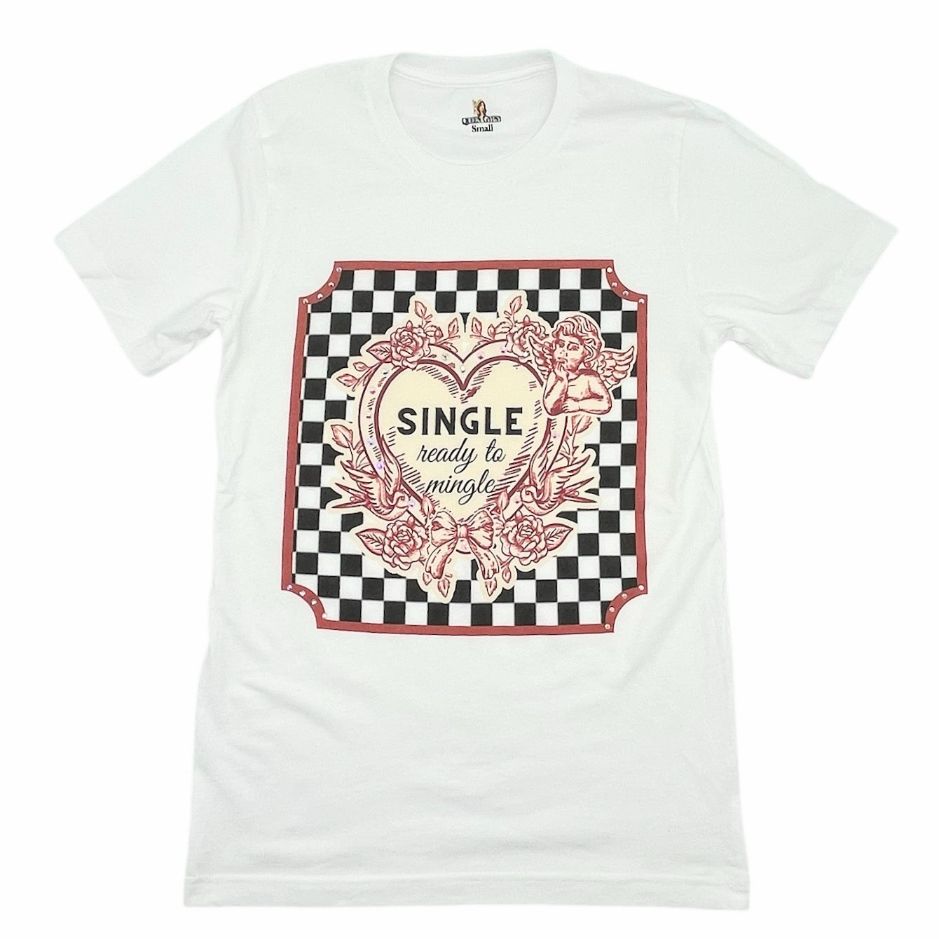Ready to Mingle T-Shirt on White with Crystals