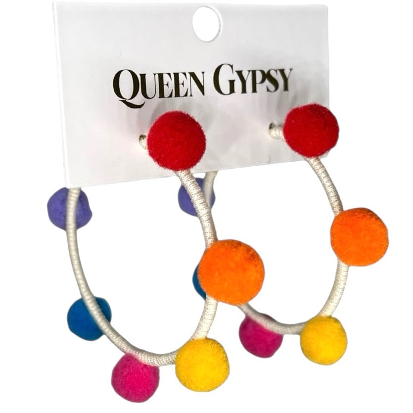 Pom Pom Hoop Earring Assorted 