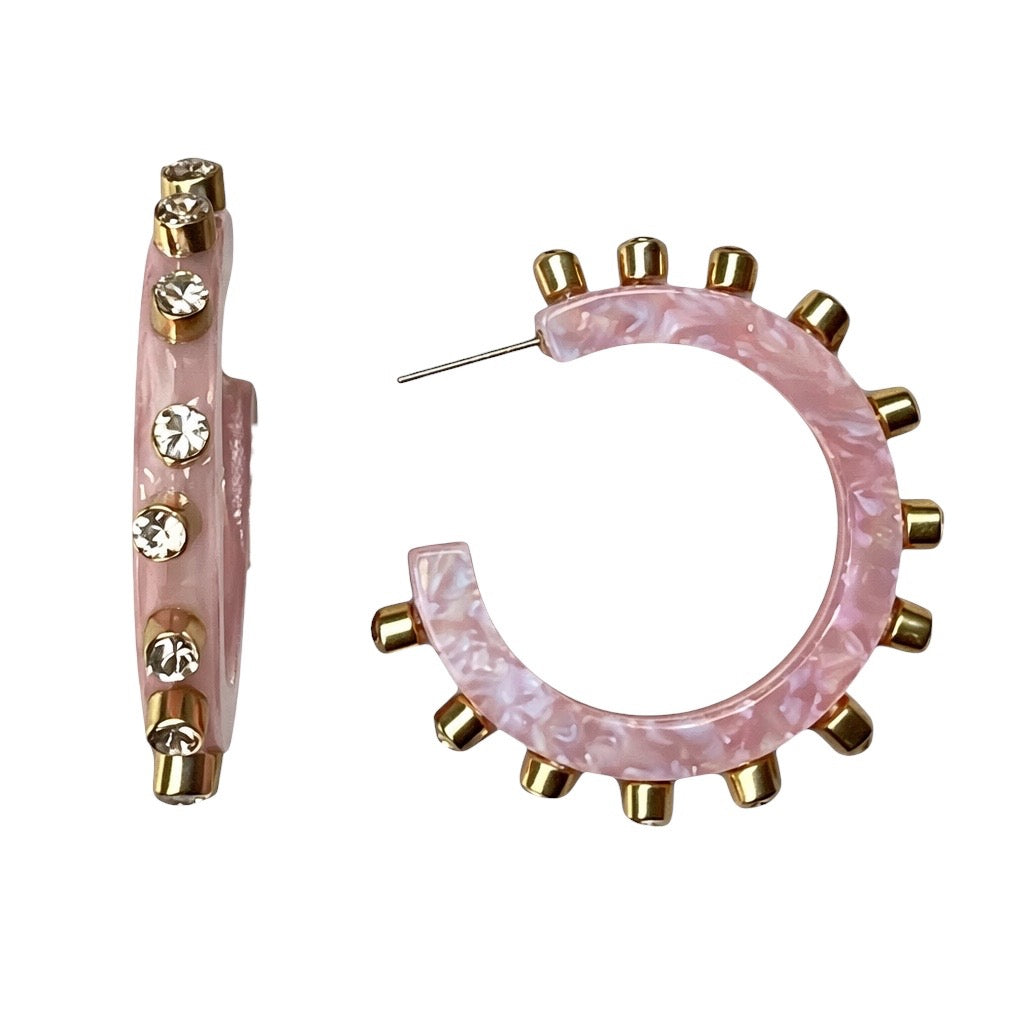 Studded Acrylic Hoop Earrings Assorted
