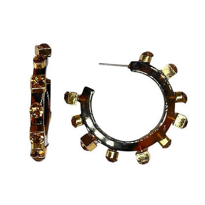 Studded Acrylic Hoop Earrings Assorted