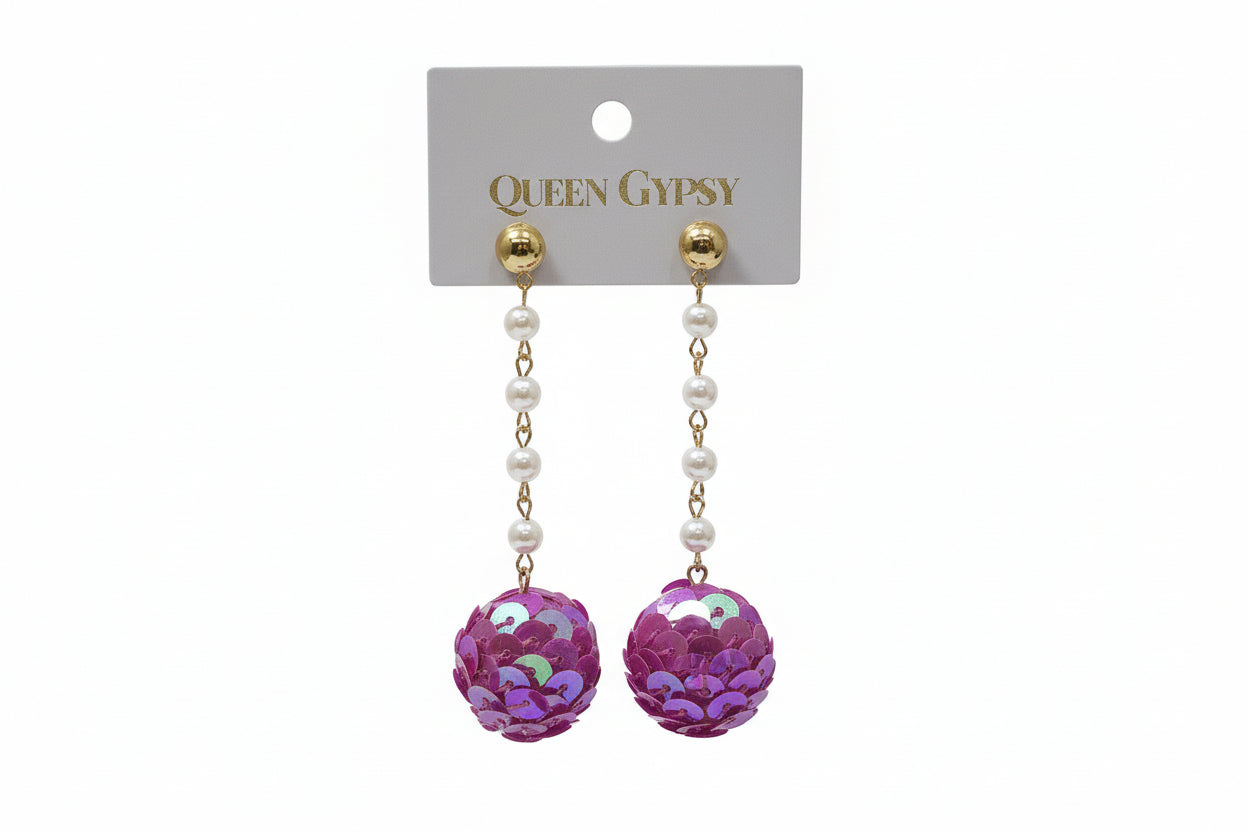 Sequin Drop Ball Earrings