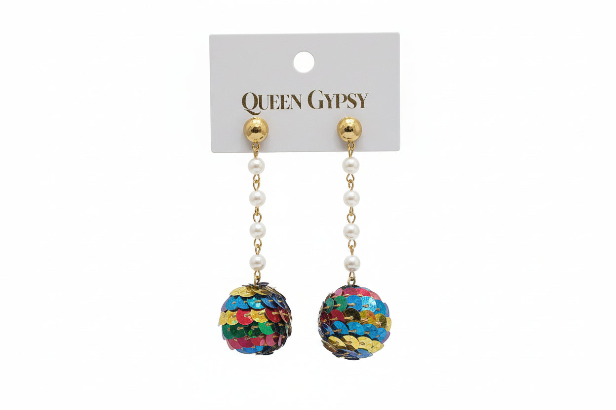 Sequin Drop Ball Earrings