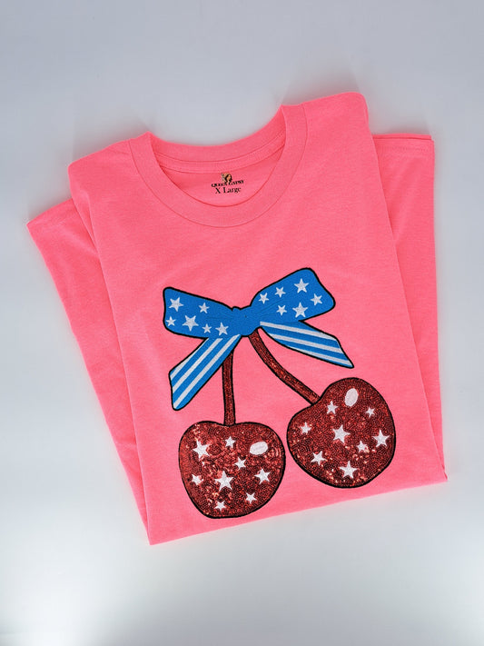 Pink Cherries 4th of July  Tshirt