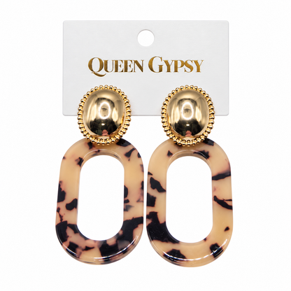 Gilded Whimsy Collection — Tortoise Statement Earrings