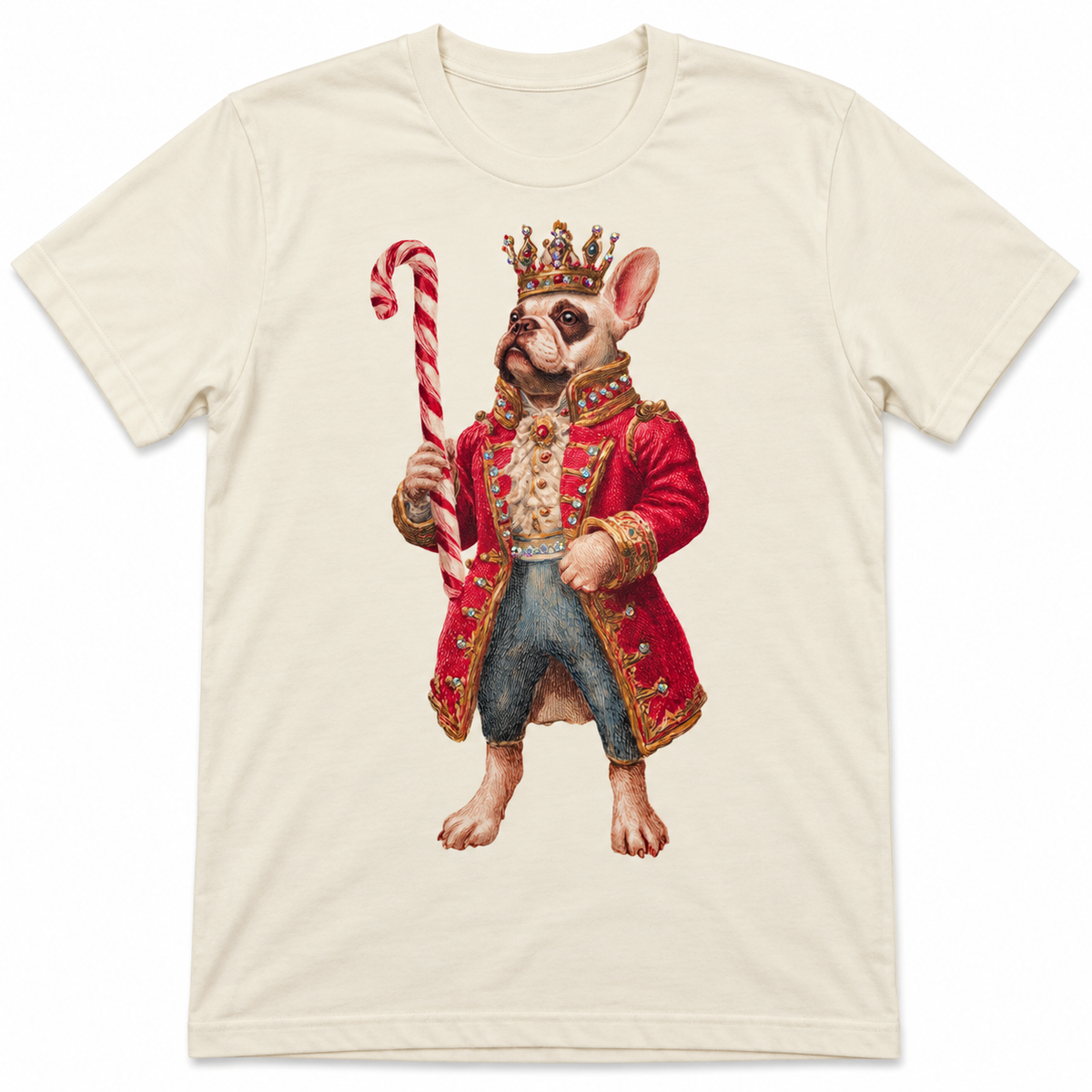 Candy Cane King T-Shirt on Natural with Crystals