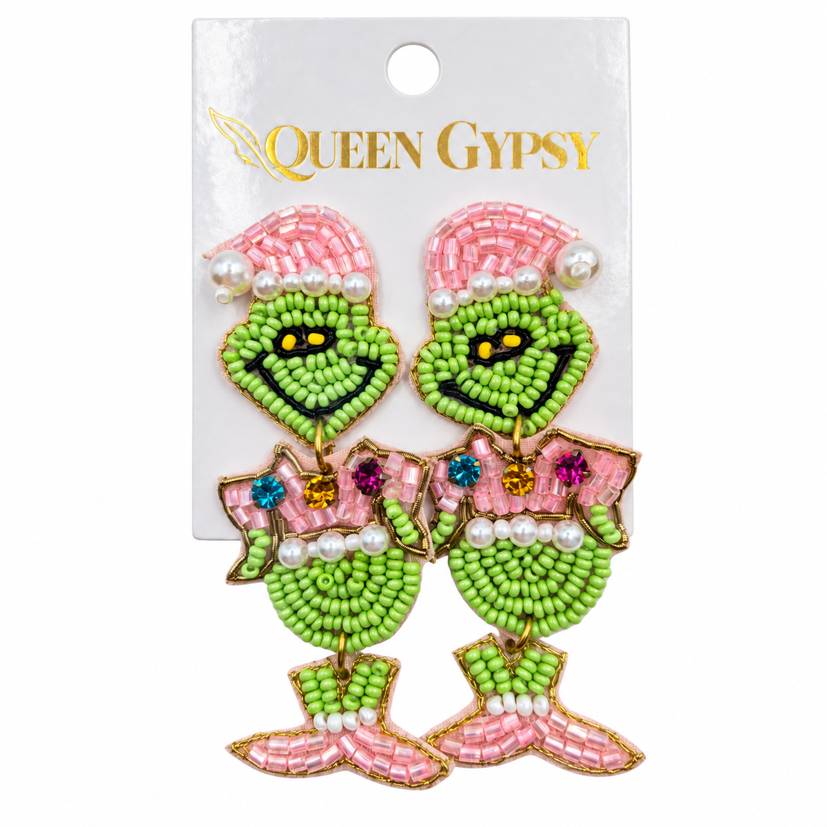 Grinchmas Glam Grin Beaded Earrings